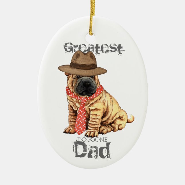 Shar-Pei Dad Ceramic Ornament (Front)