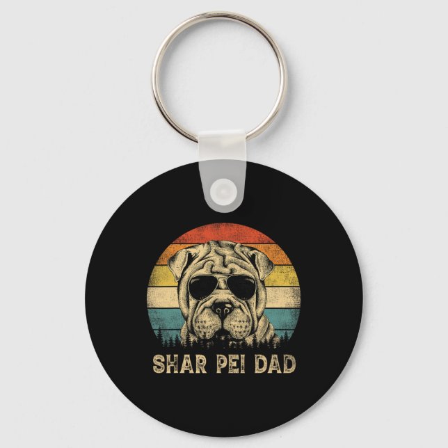 Shar Pei Dad Dog Lovers Father's Day Tee  Key Ring (Front)