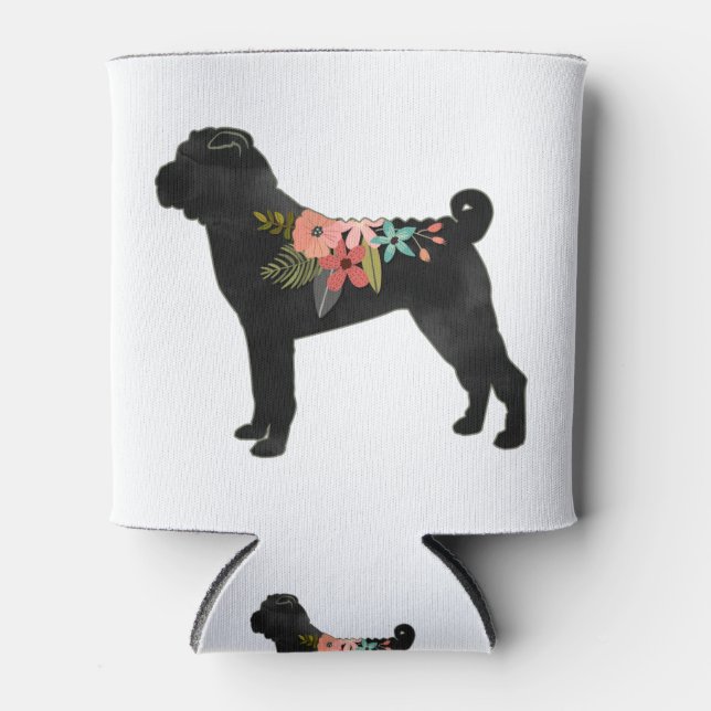Shar-Pei Dog Breed Boho Floral Silhouette Can Cooler (Front)