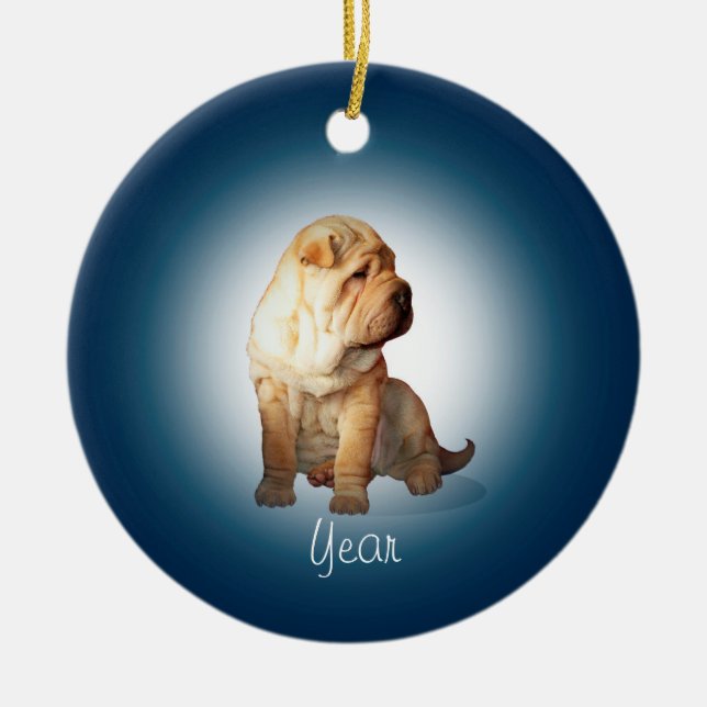 Shar Pei Dog Ceramic Ornament (Front)