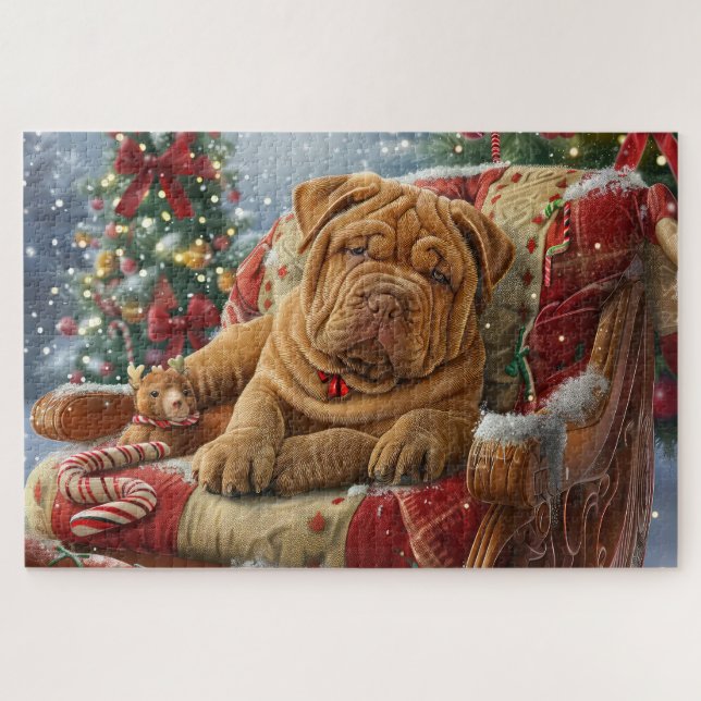 Shar Pei Dog Christmas Festive Jigsaw Puzzle (Horizontal)
