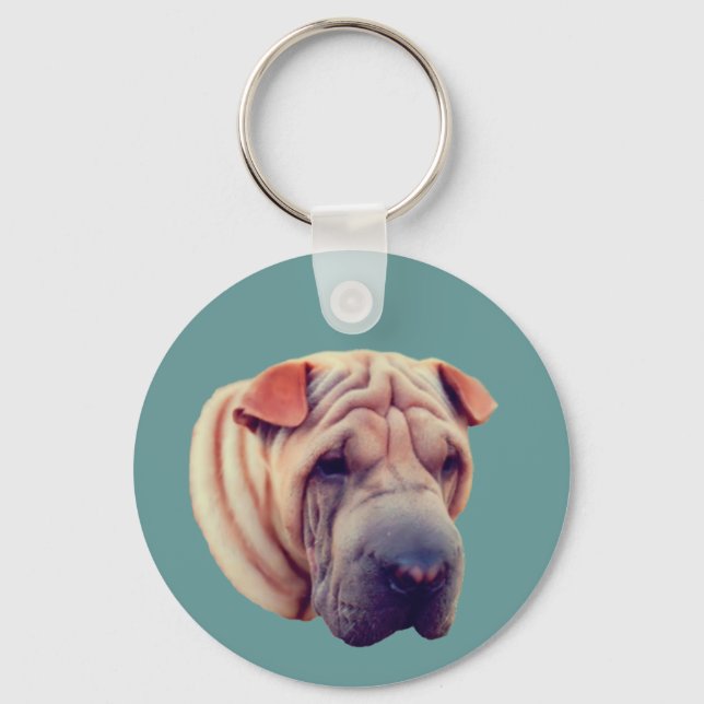 Shar Pei Dog Face Animal  Key Ring (Front)