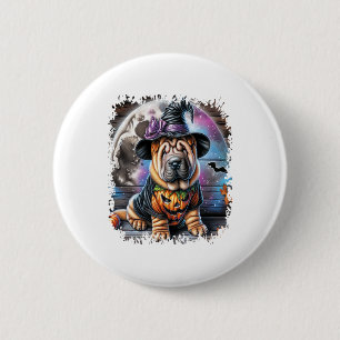 Shar Pei Dog Halloween Square 6 Cm Round Badge