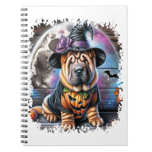 Shar Pei Dog Halloween Square Notebook