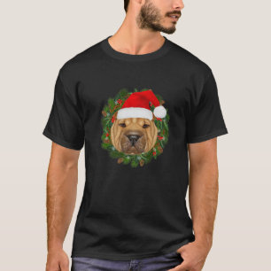 Shar Pei Dog In Santa Hat Merry Christmas Funny Do T-Shirt