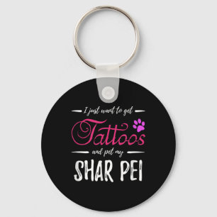 Shar Pei Dog Lover Tattoo Funny Dog Mum Gift Idea Key Ring