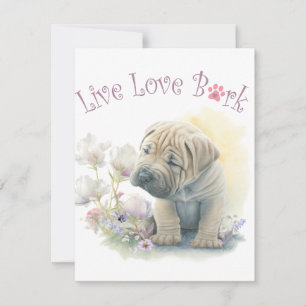 Shar-pei Dog Mum Floral Card