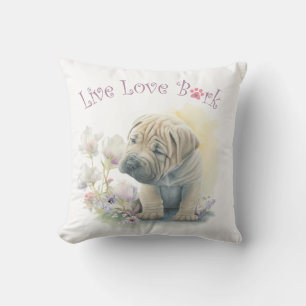 Shar-pei Dog Mum Floral Cushion