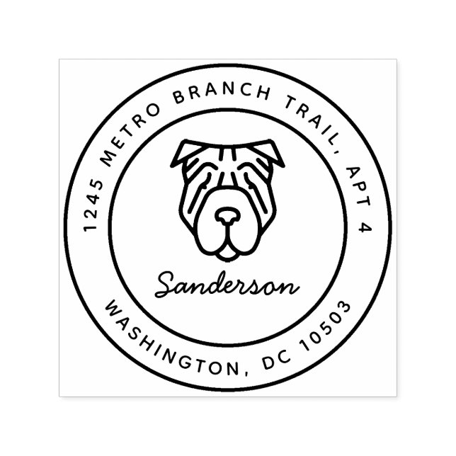 Shar Pei Dog Return Address Stamp Self-Inking (Design)