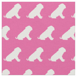 Shar Pei Dog Silhouette Pet Pink Fabric