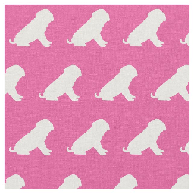 Shar Pei Dog Silhouette Pet Pink Fabric (Close Up)