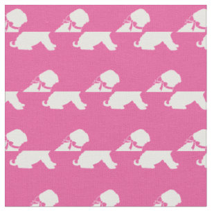 Shar Pei Dog Silhouette Pet Pink Fabric