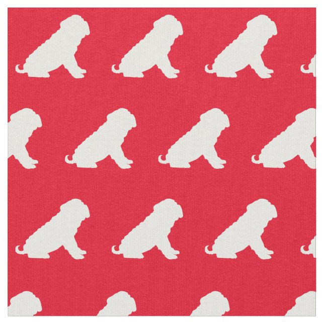 Shar Pei Dog Silhouette Pet Red Fabric (Close Up)