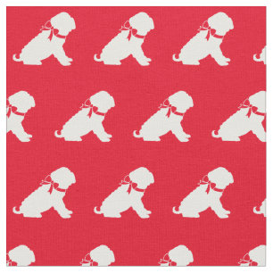 Shar Pei Dog Silhouette Pet Red Fabric