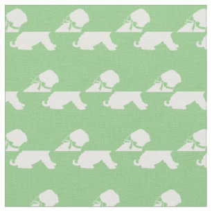 Shar Pei Dog Silhouette Pet Sage Green Fabric