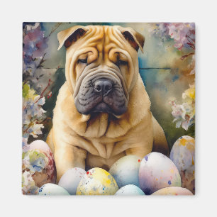 Shar Pei Dog with Easter Eggs Holiday  Magnet