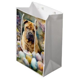 Shar Pei Dog with Easter Eggs Holiday  Medium Gift Bag