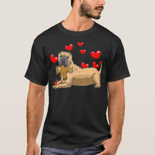 Shar Pei Dog With Stuffed Animal And Hearts T-Shirt