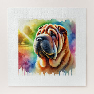 Shar Pei Elegance 280824AREF102 - Watercolor Jigsaw Puzzle