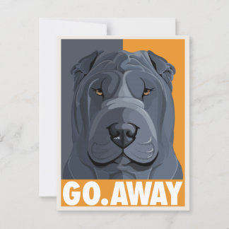 Shar Pei go Away Postcard