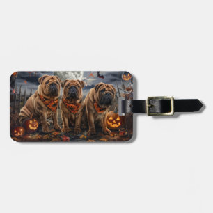 Shar Pei Halloween Spooky Luggage Tag