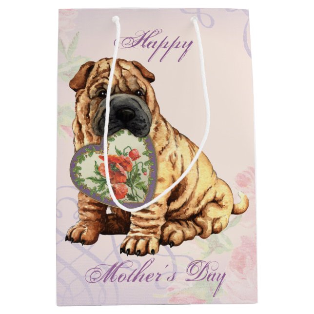Shar-Pei Heart Mum Medium Gift Bag (Front)