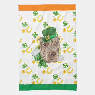 Shar Pei Holiday Home Decor St Patricks Day Tea Towel