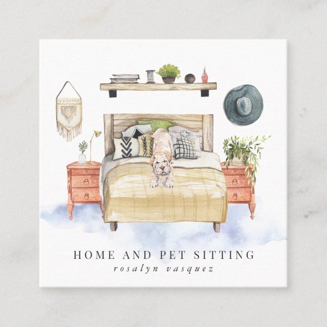 Shar Pei | Home and Pet Sitting Square Business Card (Front)