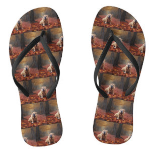 Shar Pei in Autumn Leaves Fall Inspire Thongs