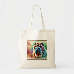 Shar Pei in watercolor 220924AREF124 - Watercolor Tote Bag