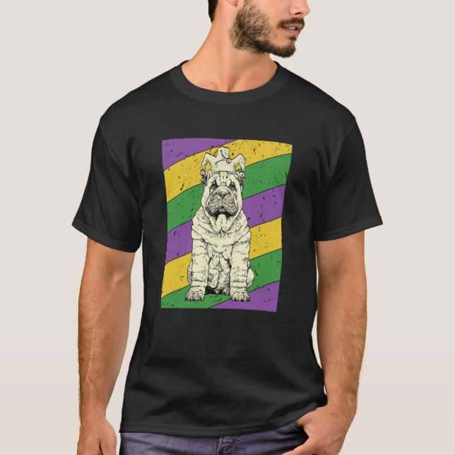 Shar Pei Jester Mardi Gras Dog Mom or Dad T-Shirt (Front)