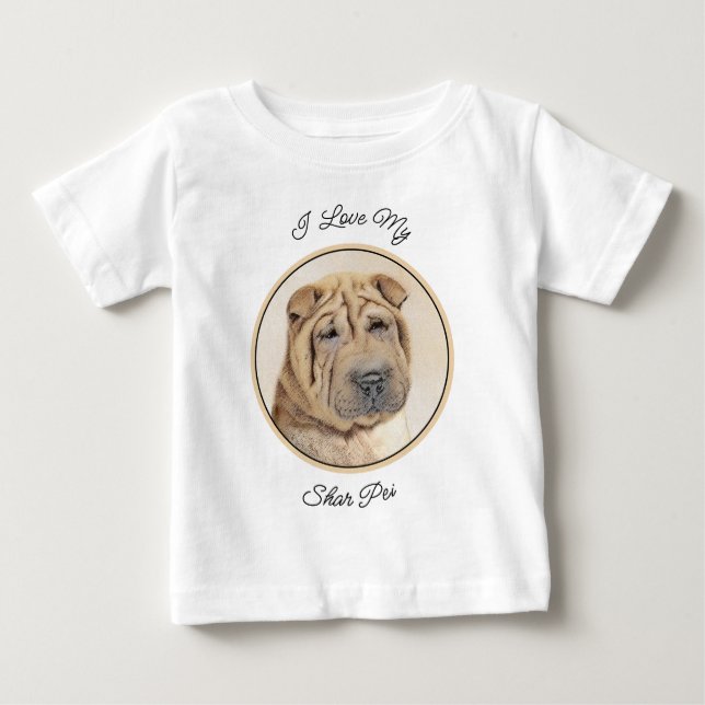Shar Pei Painting - Cute Original Dog Art Baby T-Shirt (Front)