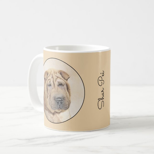 Shar Pei Painting - Cute Original Dog Art Coffee Mug (Front Left)