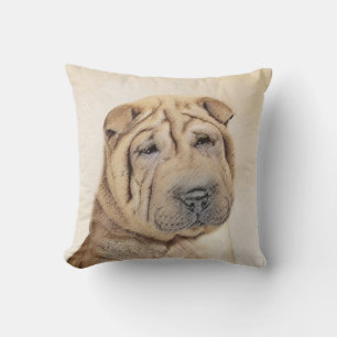 Shar Pei Painting - Cute Original Dog Art Cushion