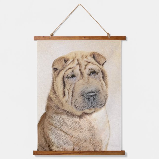 Shar Pei Painting - Cute Original Dog Art Hanging Tapestry (Front)