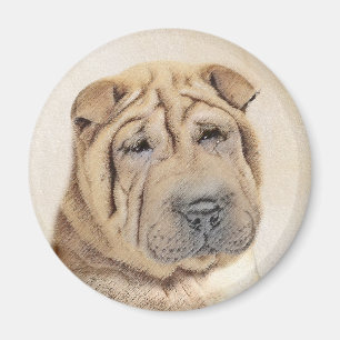 Shar Pei Painting - Cute Original Dog Art Magnet