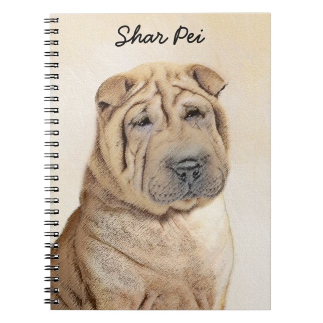 Shar Pei Painting - Cute Original Dog Art Notebook (Front)