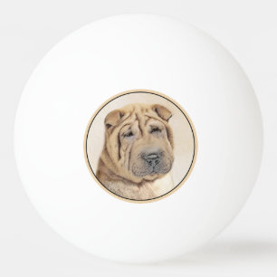 Shar Pei Painting - Cute Original Dog Art Ping Pong Ball