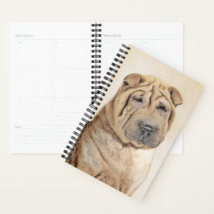 Shar Pei Painting - Cute Original Dog Art Planner