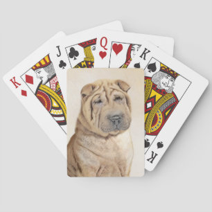Shar Pei Painting - Cute Original Dog Art Playing Cards