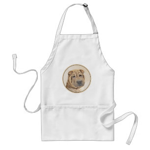 Shar Pei Painting - Cute Original Dog Art Standard Apron