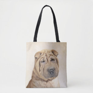 Shar Pei Painting - Cute Original Dog Art Tote Bag