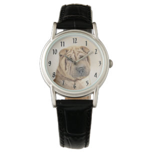 Shar Pei Painting - Cute Original Dog Art Watch
