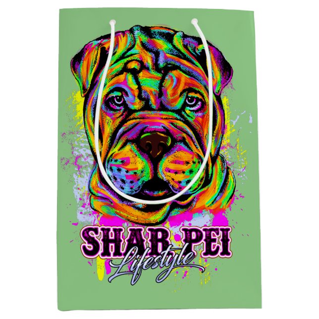 Shar Pei Puppy Dog Lifestyle Medium Gift Bag (Front)
