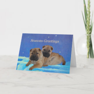 Shar Pei Puppy Seasons Greetings Holiday Card