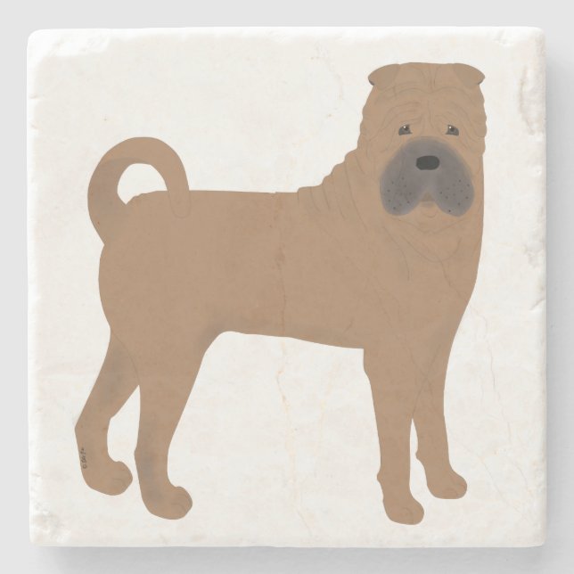 Shar Pei Stone Coaster (Front)