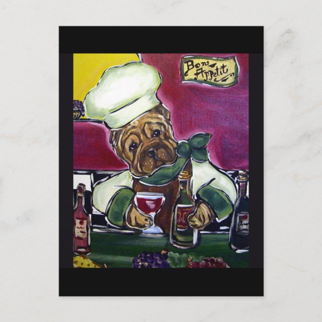 Shar-Pei Wine Chef Postcard (Front)