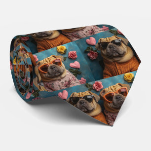 Shar Pei with Heart Roses Valentine's Day Tie