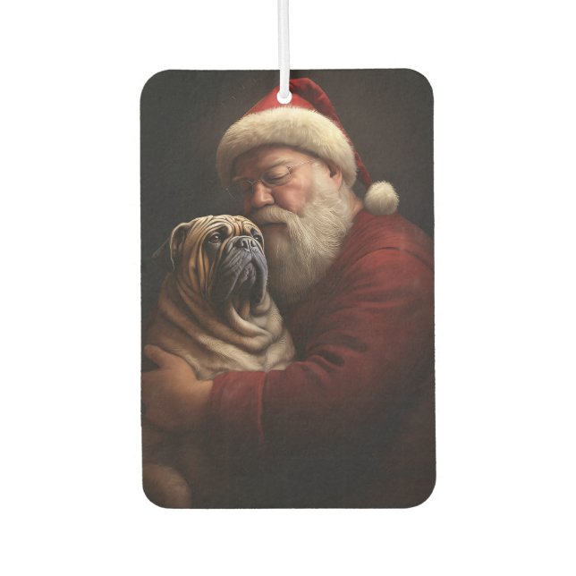 Shar Pei With Santa Claus Festive Christmas  Car Air Freshener (Front)