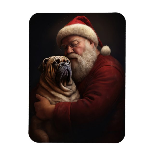Shar Pei With Santa Claus Festive Christmas  Magnet (Vertical)